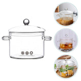 Ergonomic Handle Glass Cooking Pot Clear High Borosilicate for Home V1369-AZ3-W-15929