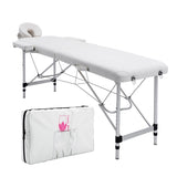 Aluminium Portable Beauty Massage Table Bed 2 Fold 55cm White V274-MT-ALU55-WH