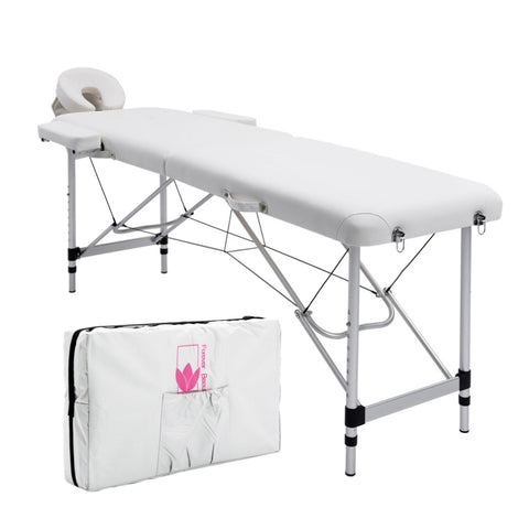 Aluminium Portable Beauty Massage Table Bed 2 Fold 55cm White V274-MT-ALU55-WH