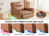 Artiss Swivel Recliner Chair Leather Rocking Reclining Sofa with Charging Ports LED Brown RECLINER-A21-LED-PU-BR