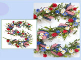 Artificial 4th Of July Garland Wreath Patriotic Garland with Red White & Blue Green Leaves Berries & V1370-AZ4-21175