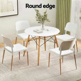 1 Artiss Dining Table and 4 Chairs Set Round White DSET-DSW100-086-WHX4