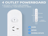 Plugd 2 USB A 2 USB C 240V 10A Powerboard with Surge Protection V915-EL0113
