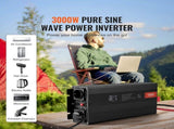 Pure Sine Wave Inverter, 3000 Watt, Power Inverter with 2 AC Outlets 2 USB Port 1 Type-C Port, LCD V952-CZXNBQ3000WC2N69YV3