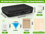 48 Slots Seed Storage Organizer with Seed Jars, Label Stickers and Funnel, Garden Seed Saving Box V1237-ZY-924-154