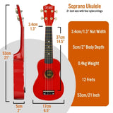 3rd Avenue Soprano Ukulele - Red V398-NM-STX40RD