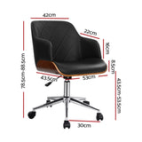 Artiss Wooden Office Chair Fabric Seat Black OCHAIR-BS-5639-BK