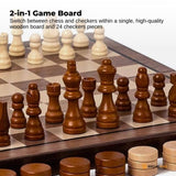 Social Hike Wooden Chess & Checkers 2 in 1 Magnetic Travel Foldable Board Game V238-SUPDZ-41113523159120