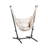 Gardeon Hammock Chair Outdoor Camping Hanging with Stand Cream HM-CHAIR-PILLOW-CREAM-H