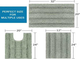 3 Piece Bathroom Rugs Sets Thick Striped Bath Set for Non Slip Soft Absorbent Mat Tub, Shower and V1259-DP01-A-4436