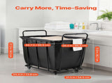 Laundry Cart, Rolling Grocery Utility Cart with Waterproof Liner & Swivel Wheels, 118 KG Large Load V952-XYC2LKSJSCL04UN2C001V0
