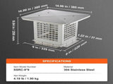 Chimney Cap 9 x 9 304Stainless Steel Fireplace Flue Caps Cover Mesh V952-BXGFXPDYDGYSKQNL5V0