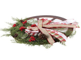 Red Truck Wheel Christmas Bowknot Wreath Fall Wreath Front Door Wooden Hanging Ornament Wreath V1294-YM0523-10320072