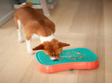 4-in-1 Slow Feeder Dog Bowl - Warm Ocean Red Bowl with Teal Lickmat V1023-SF-4IN1-OR