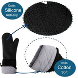 2pcs Extra Long High Temp Oven Mitts, Heavy Duty Non-Slip Grip Mitts Heat Resistant, Blue V1369-AZ3-W-18777