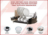Dish Drying Rack Drainer Cup Plate Holder Cutlery Tray Kitchen Organiser V63-839321