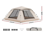 Weisshorn Camping Tent Family Shelter 210D Oxford Fabric Awning 210cm Khaki XFEL-TENT-CANOPY-BE