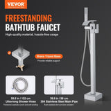 VEVOR Freestanding Bathtub Faucet, Floor Mount, Freestanding Tub Filler, Shower Mixer Taps, Two V952-PBKSLTLSNSFXVFF0JV0