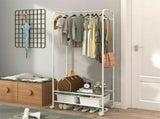 2Tier Rolling Free-Standing Clothing Garment Rack Closet Organizer Open Wardrobe V767-JJ-ZY188