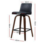 Artiss 2x Bar Stools Swivel Leather Padded Wooden BA-TW-8836-WALX2-AB