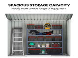 PlantCraft Galvanised Steel Garden Shed 2.38 x 1.31 x 1.82m, with 2 Sliding Doors, 2 Air Vents, V219-GSDSTLPC31SA