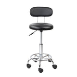 Artiss Salon Stool Swivel Chair Backrest Black SALON-B-4128-BK