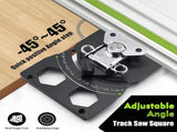 Adjustable Angle Guide Rail Square for Track Saws with 19-Position Stop from -45&deg to 45&deg, T-Shape V1341-ZY-DZM638UM-BLACK