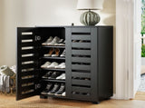 Artiss Shoe Rack Storage Cabinet 20 Pairs 5-tier Black Alster FUR-W-SHOE-LVD02-BK