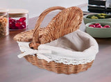 Wicker Bread Basket with Lid for Shopping, Vegetable Storage, and Travel - , Lightweight, V1366-AZ2-W-13511