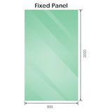 80x200cm Single Shower Glass Screen with White Wall Channel & Square Pole V63-927621