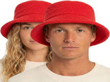 100% Cotton Terry Towelling Bucket Hat Daggy Fishing Camping Lad Cap in Red V563-BR-TTOWBUCKHAT-RED-L