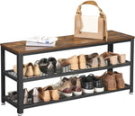 VASAGLE Shoe Bench Rack with 2 Shelves Rustic Brown and Black V227-9101101003993