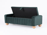 Artiss Storage Ottoman Bench Velvet Blanket Box Stool Footrest Ball Feet Green OTM-VEL02-BALL-GN