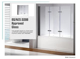 3 Fold Black Folding Bath Shower Screen Door Panel 1300mm x 1400mm V63-831511