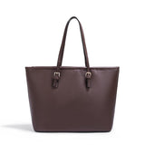 Women's Large Capacity PU Leather Tote Shoulder Bag for Work Shopping Party, Dark Brown V1188-MS-325-0321