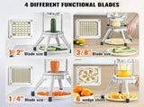 Commercial Vegetable Fruit Chopper, Stainless Steel French Fry Cutter with 4 Blades 1/4" 3/8" 1/2", V952-GGSSDQTJJB412RXV9V0