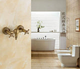Brass Bathtub Faucet with Antique Finish Wall-Mounted Hot & Cold Water Faucet for Bathroom and V1107-113-90729
