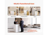 Reception Desk, 80 cm Rectangular Front Counter Table, Modern Office Reception Desk with LED Light, V952-YBQTBSMSJXDLHVT0N001V9