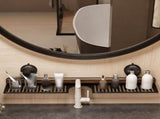 Bathroom Shelf with Suction Cups Wall Mounted No Drilling White Walnut Grain Storage Rack for V1237-ZY-917-042