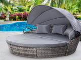 Gardeon Sun Lounge Setting Wicker Lounger Day Bed Outdoor Furniture Patio Grey ODF-SUNBED-180-GR-ABC
