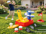Keezi Kids Golf Toy Set with 20 Balls & 3 Adjustable Clubs, Foot Pedal Ball Launcher Portable KGS-B-BL