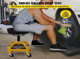 Rolling Garage Stool, 300LBS Capacity, Adjustable Height from 24 in to 28.7 in, Mechanic Seat with V952-HSGLJGCKXCDBDZBARV0