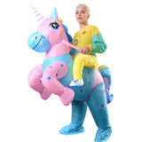 Ride On Rainbow Unicorn Cartoon Costumes Air Model Inflatable Costume Funny Dress Up Props Halloween V1263-JX-7898