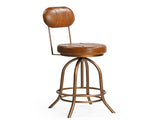INDUSTRIAL WIND UP BAR CHAIR WITH LEATHER V742-M12831