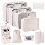 Travel Garment Sorting Pouches, 9 Pcs Storage Kit Equipped With Cosmetic Bag & Hanging Toiletry V1221-XM-LB2574-GM101