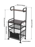 Kitchen Mobile Trolley Floor-Standing Storage Rack-Black V1161-108713
