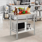 VEVOR 910x610mm Stainless Steel Kitchen Bench Commercial Work Food Prep Table V952-60X90X80CFGZT0001V0