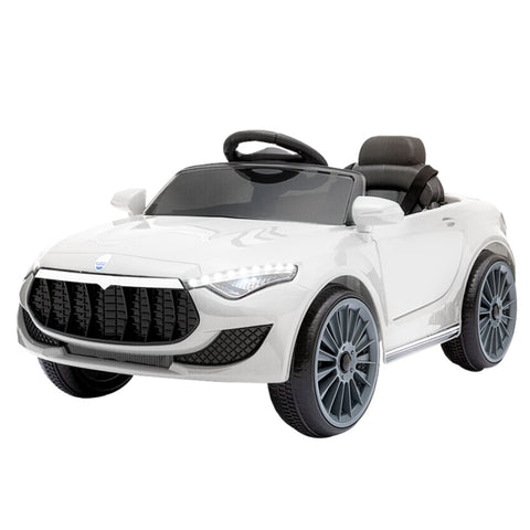 Rigo Kids Electric Ride On Car Cars Music Headlight Remote Control 12V White RCAR-MASRT-S-WH