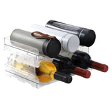 Stackable Plastic 3 Bottle Refrigerator Wine Rack - Kitchen Storage for Champagne Stacking Wine V1370-AZ4-05545