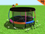 Kahuna Trampoline 10 ft with Basketball Set and Roof - Rainbow TRA-KAH-10-RB-BB-RF